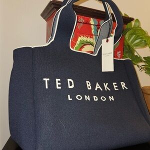Ted Baker Dark Blue Tote with White Trim
